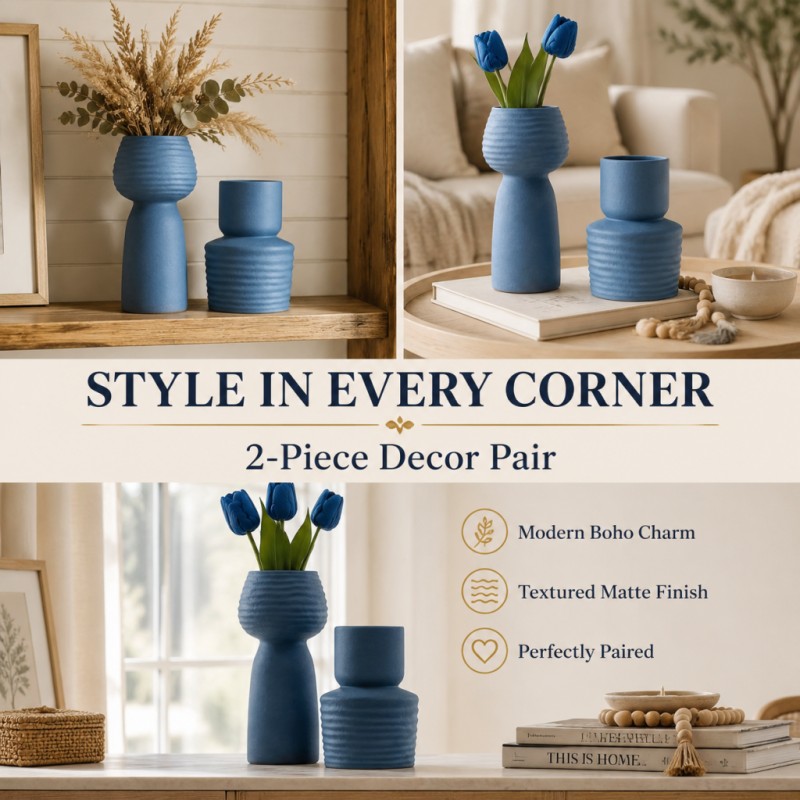 2Pcs Rough Wavy Textured Blue  - огляд і ціна Pampas Grass Decor